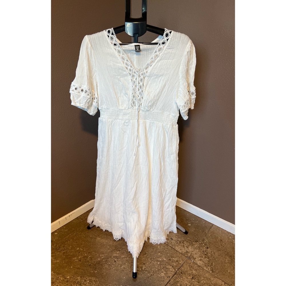 Cream Puff Sleeve V-Neck Sundress